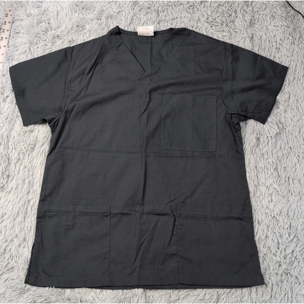 Allheart Shirt Womens S Scrub Gray Top Pockets Casual Comfort Career